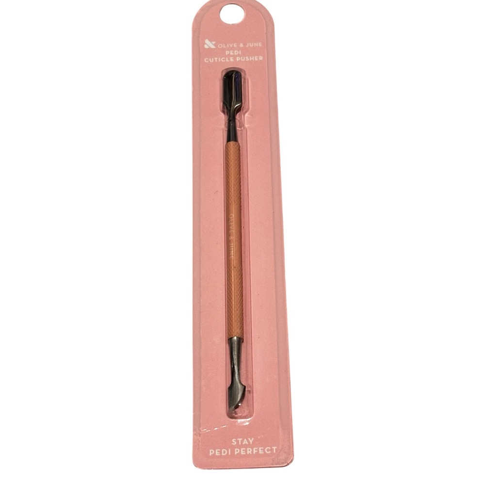 Olive & June Pedi Cuticle Pusher Dual Sided Pedi Tool Rose Gold Textured Grip
